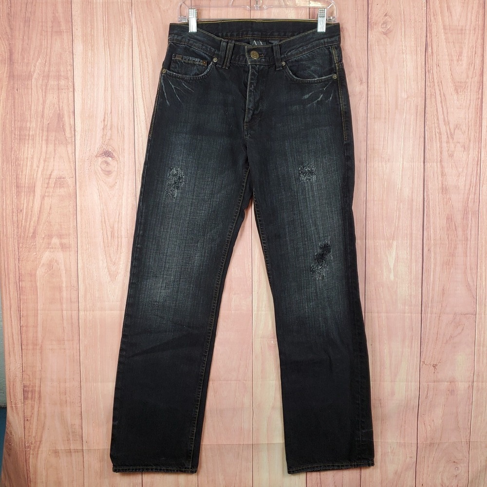 Armani Exchange Distressed Jeans Sz 29 29x31 Black‎ Whiskered Jean